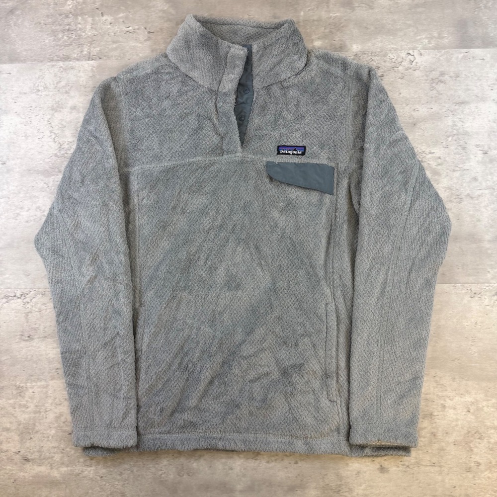 Patagonia Re-Tool Snap-T Fleece Pullover Grey Large Mock Neck Snap Pocket L